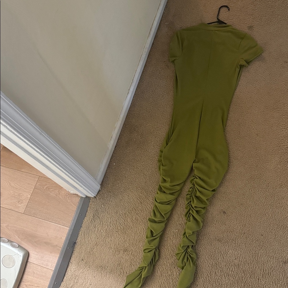 Green Ruched Jumpsuit - Picture 3 of 3